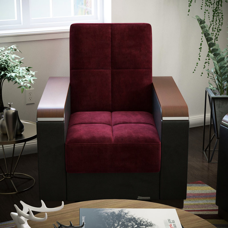 Fauteuil rembourré en microfibre bourgogne avec rangement pratique - Fauteuil au choix élégant pour un plaisir quotidien
