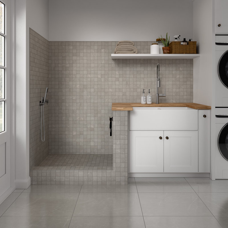 Sterlina II Silver 24 in. x 24 in. Polished Porcelain Floor and Wall Tile (15.5 sq. ft./Case), Dove 