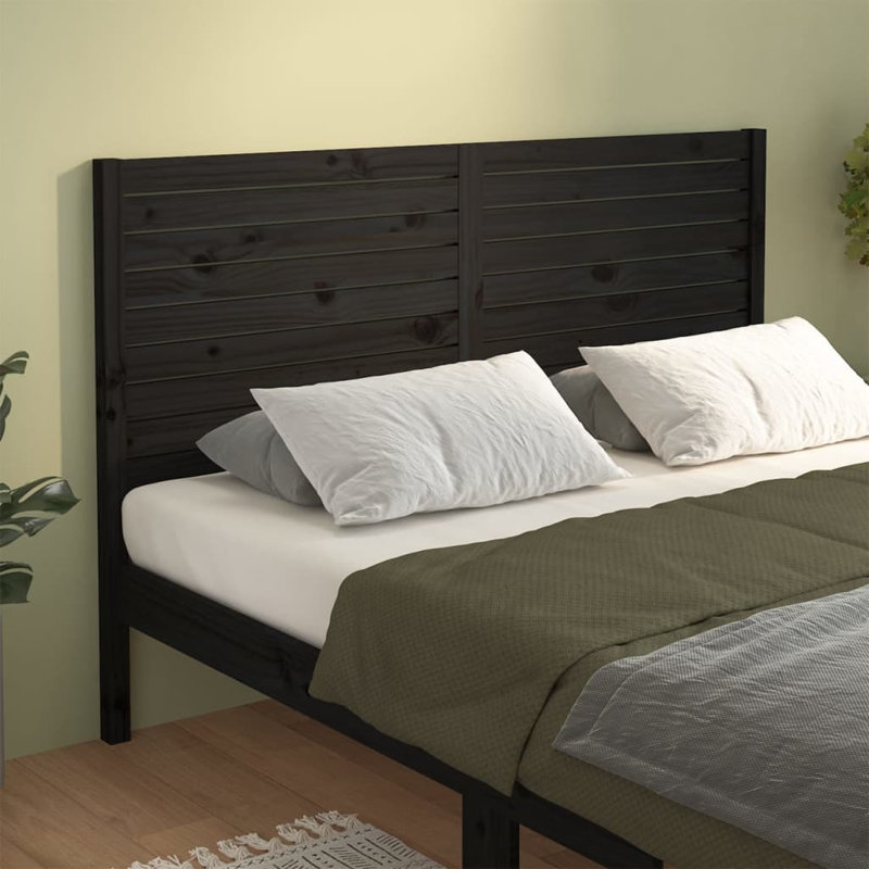 Tayeb Solid Wood Headboard, Black, Double (4'6)