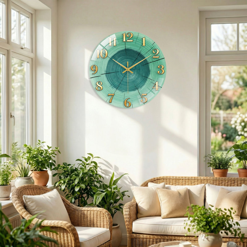 Horloge murale en verre, 60 x 60 cm (23,6 x 23,6 pouces)
