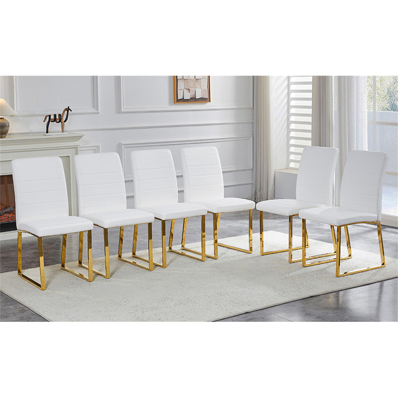 6-Pack - Heavy-Duty Chairs Set: 2.1" Thick Cushion(Only Dining Chairs), White