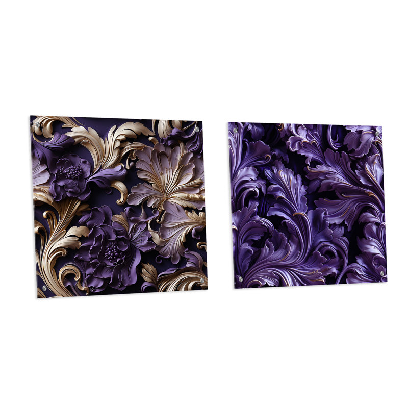 Elya - Ensemble de 2 peintures murales abstraites en acrylique, H 30 po x l 61 po