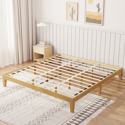 Solid Rubberwood Platform Bed