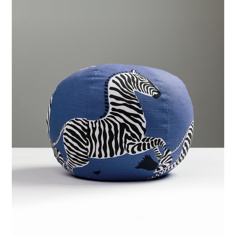 Zebras Circular Pillow Cover & Insert, Denim