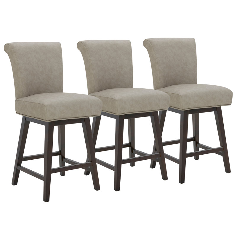 Aoibhne Swivel Upholstered Counter Stool, Stone Gray/Faux Leather