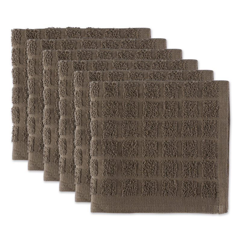 Cotton Checkered Waffle Tea Towel Kitchen Towel, Brown