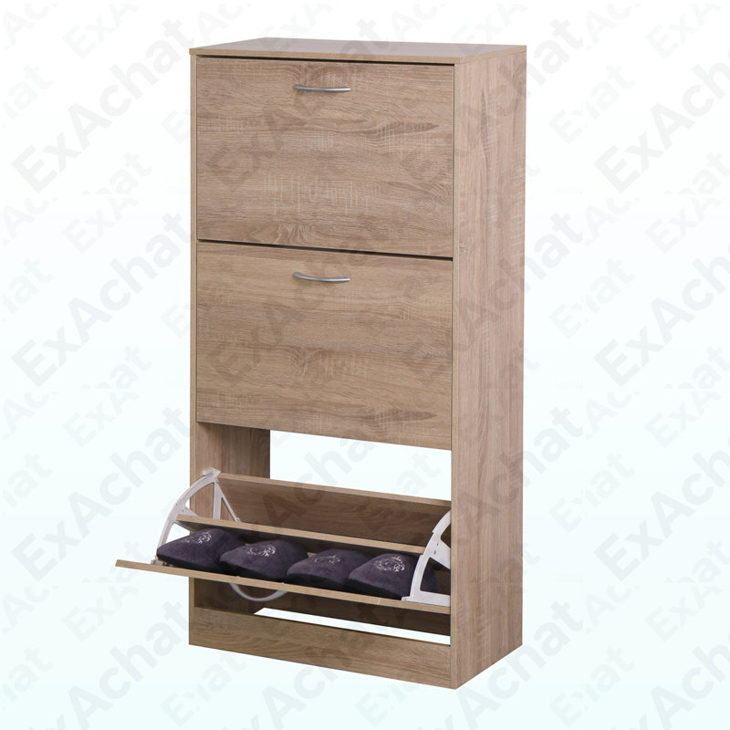 Armoire de rangement pour chaussures à 3 tiroirs, range-chaussures en bois à 3 niveaux pour vestibule