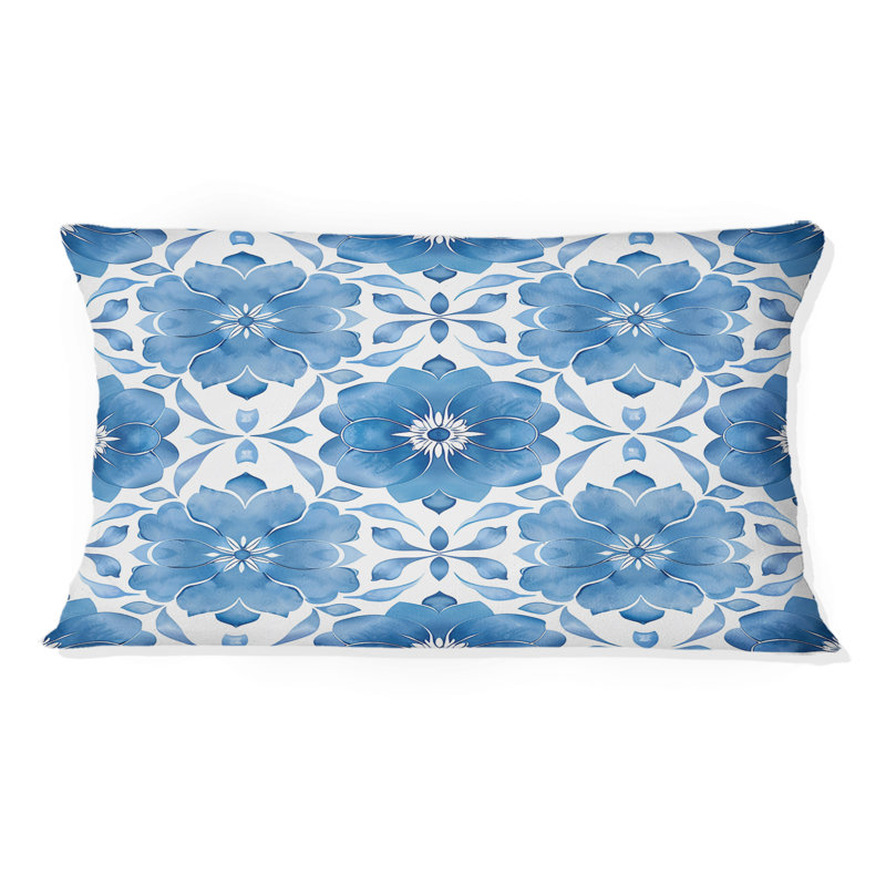 Coussin lombaire bleu Modern Trellis IV - Modern