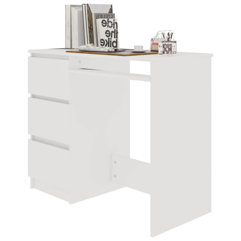 Flewellen Computer Desk, White, White