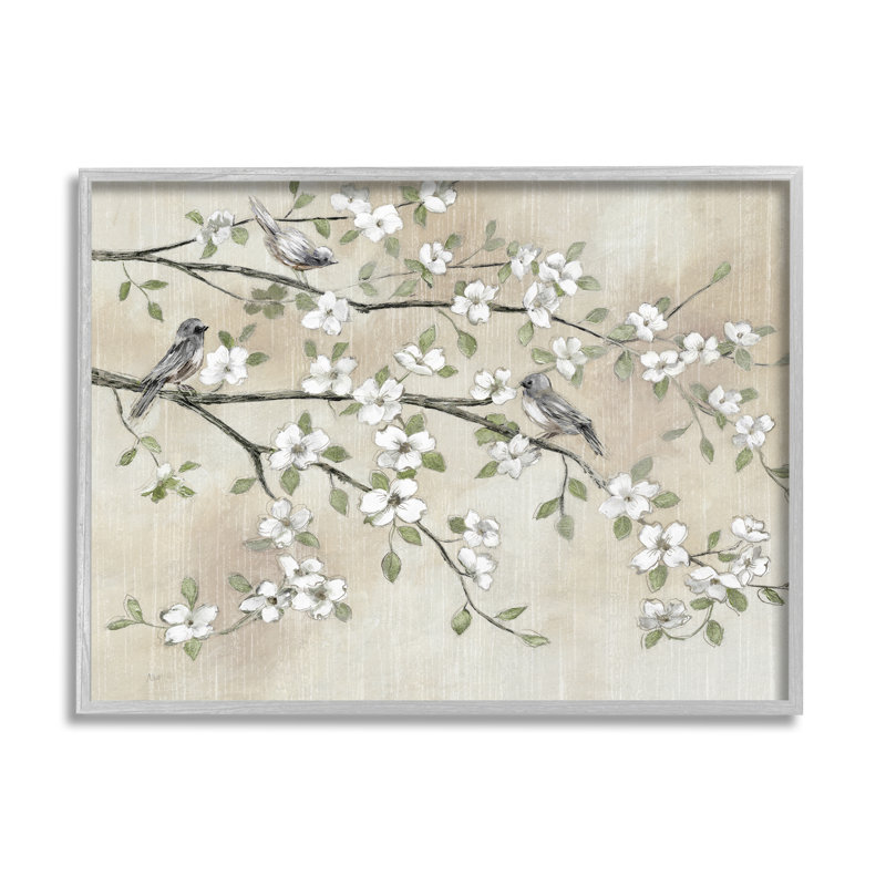 Branches de cerisier blanc traditionnel par Nan - Peinture, H 24 po x l 30 po x P 1,5 po, Estampe numérique Farmhouse