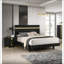 Ensemble de mobilier de chambre à coucher, grand lit 3 pièces noir / doré moderne avec DEL + 2 tables de chevet, bordure en acrylique | Bois d'ingénierie, métal | Lits standard-1960089030-1960089024