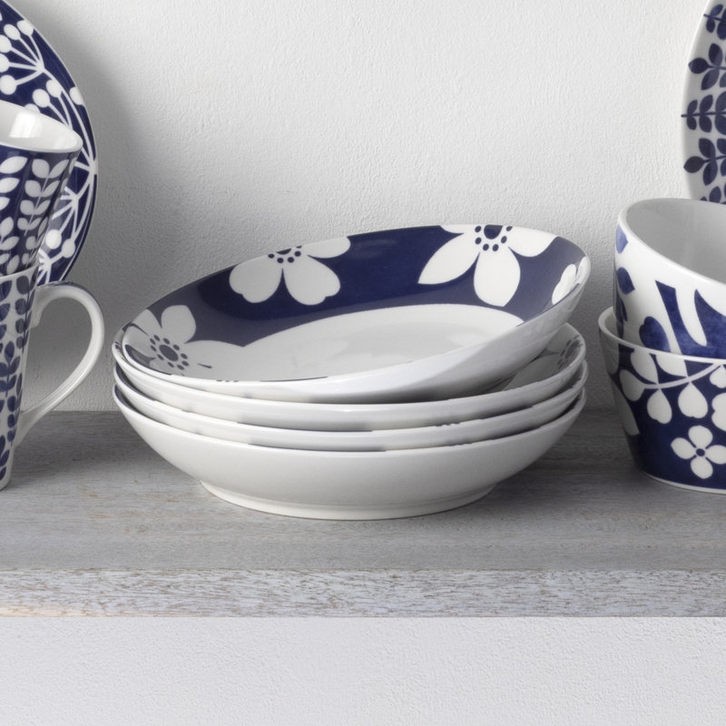 Noritake Bluefjord Set Of 4 Pasta Bowls, 9-1/2", 35 Oz.