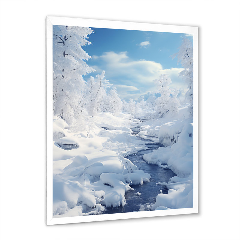 Snow River Wonderland I - impression, H 20 po x l 12 po x P 1 po, Cadre photo blanc