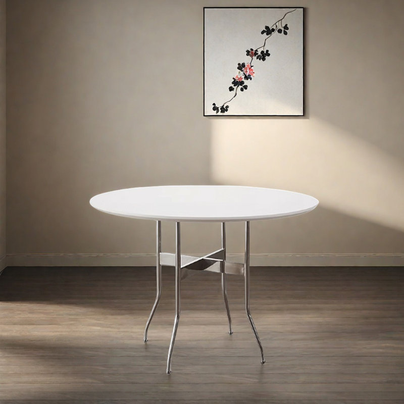 Une table ronde au design géométrique minimaliste moderne, H 29,52 po x L 39,37 po x l 39,37 po