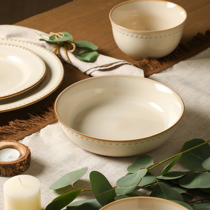 Stone Lain Comet 8-Piece Bowl Set Stoneware, Cream