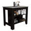 Îlot de cuisine, table de cuisine H 35 po, quatre pieds, trois tablettes de rangement ouvertes-577833703