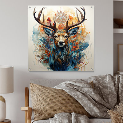 Cerf abstrait bois de cerf - art mural acrylique cerf