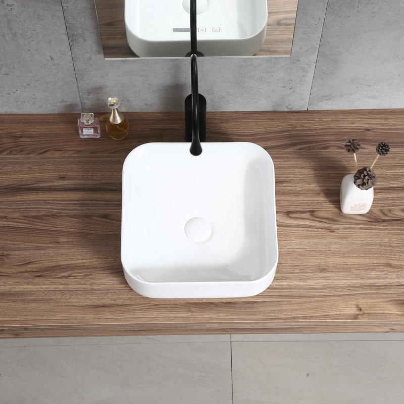 Lavabo de comptoir carré à la fois deux (fini blanc), certifié CUPC