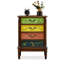 Meuble de rangement d'appoint à quatre tiroirs en bois massif peint, fini noyer foncé vintage-739164406
