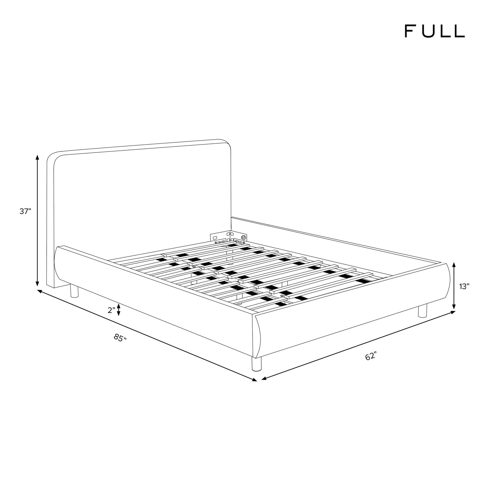 Daphne 37" Platform Bed, White, Full / Double