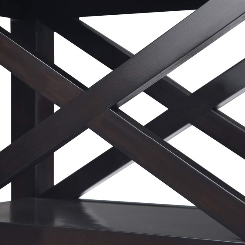 Hickory Brown Wood and Metal Narrow Side Table with Storage
