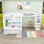 Full over Full and Twin 2 Drawers L-Shaped Bunk Beds with Built-in-Desk and LED Light-515069546