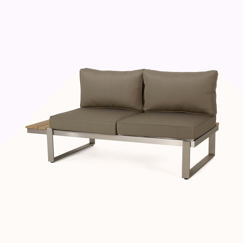 Sterling Left Arm Sofa Seater, Khaki, Left Hand Facing, Silver/Brown