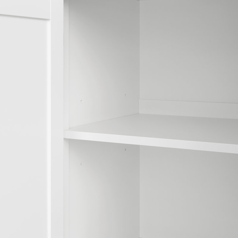 63" Carved Buffet Cabinet With Mirrored Door Set Of 2, White