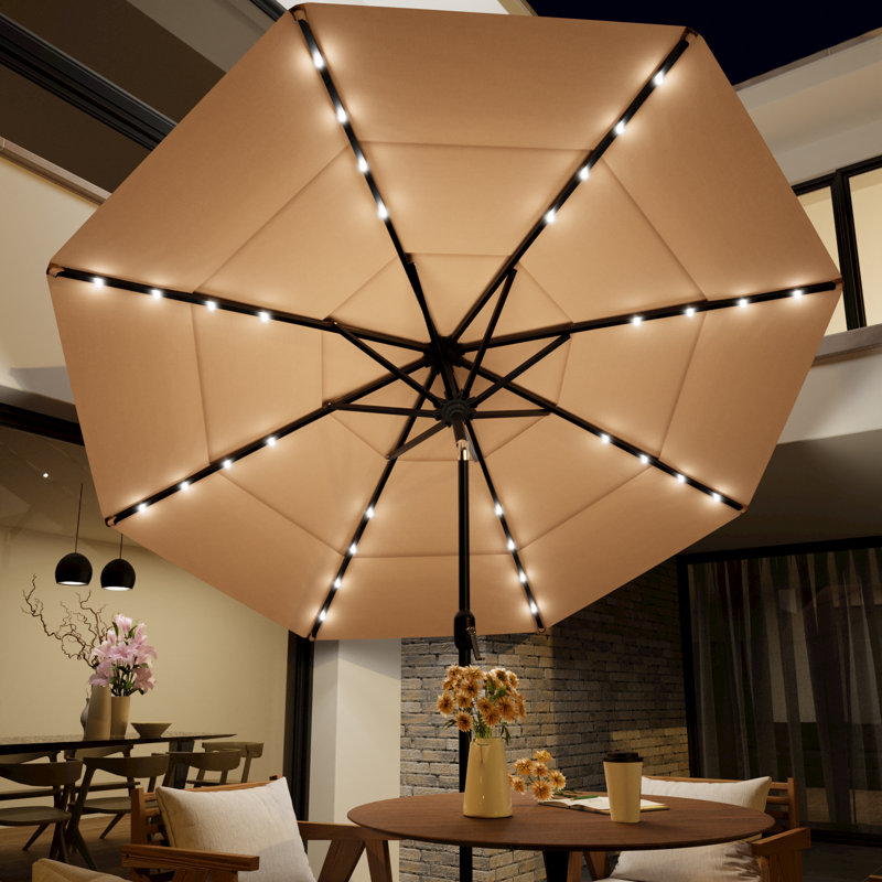 Parasol de marché 11 pi, Beige, H 96,5 po x l 132 po x P 132 po