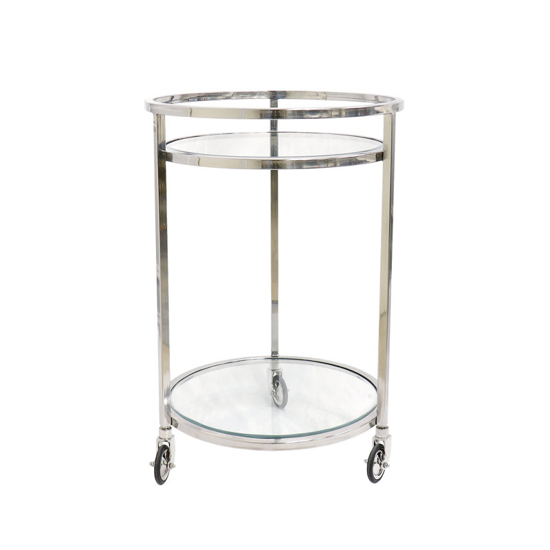 Chariot-bar en acier inoxydable et verre Blake