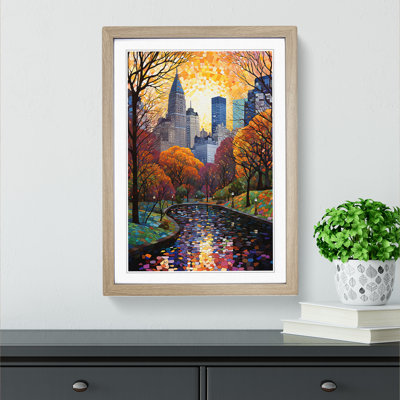 Central Park Orphism - Single Picture Frame Print on Wood
