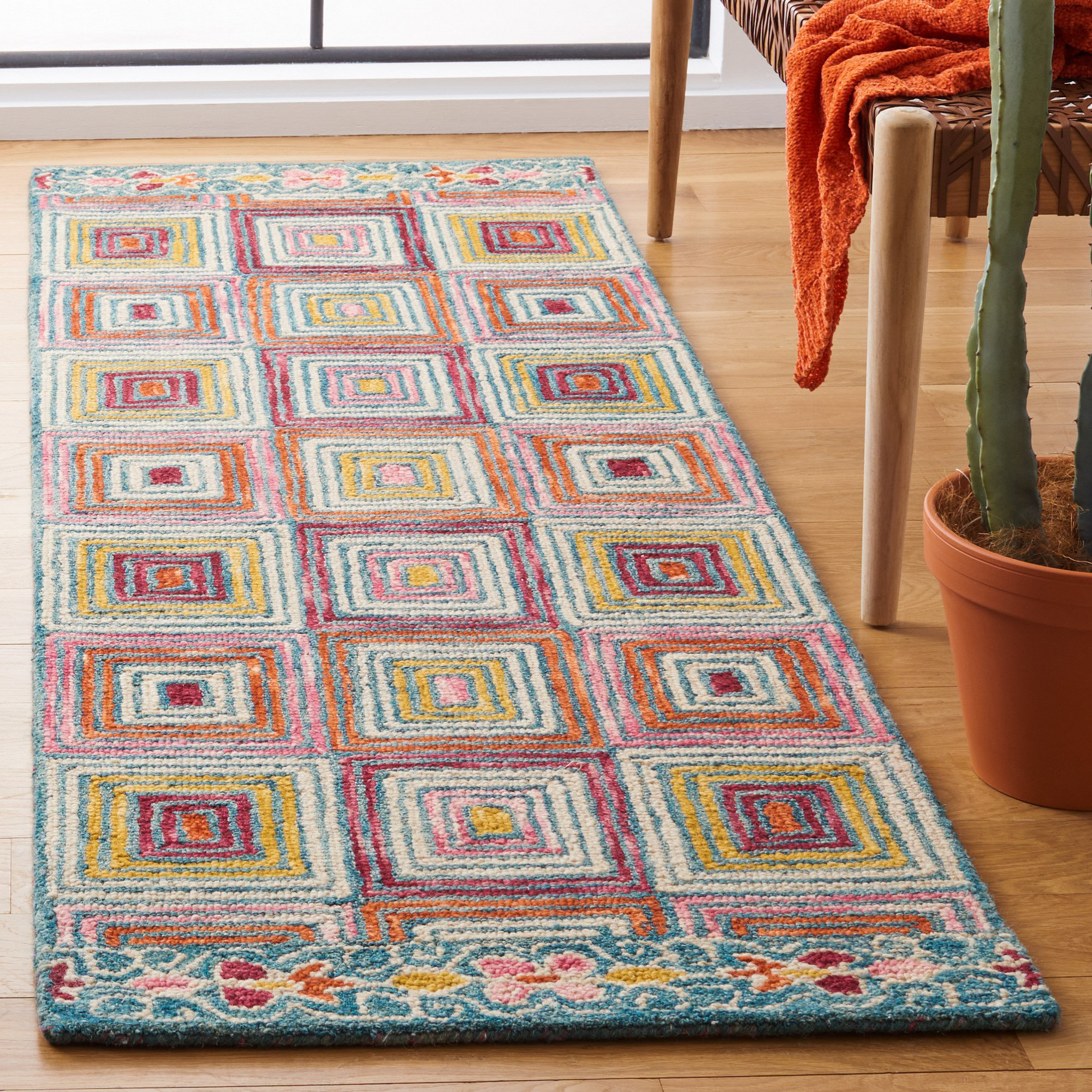 Fabric Rustic Rug Union Rustic Deyoung Hand Tufted Wool Geometric Rug & Reviews | Wayfair