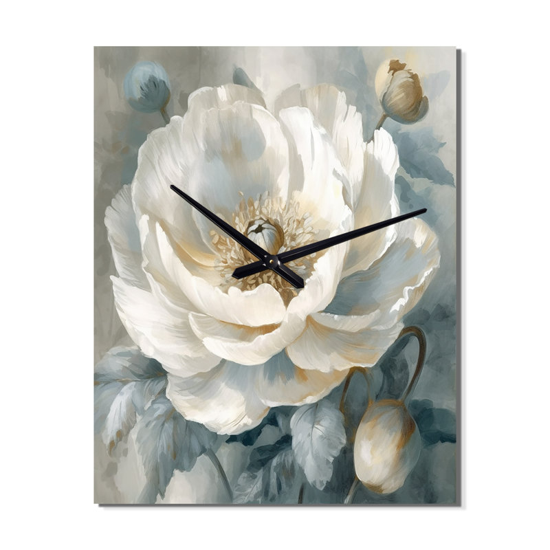 Jaisyn - Horloge murale pivoine florale, H 32 po x l 16 po