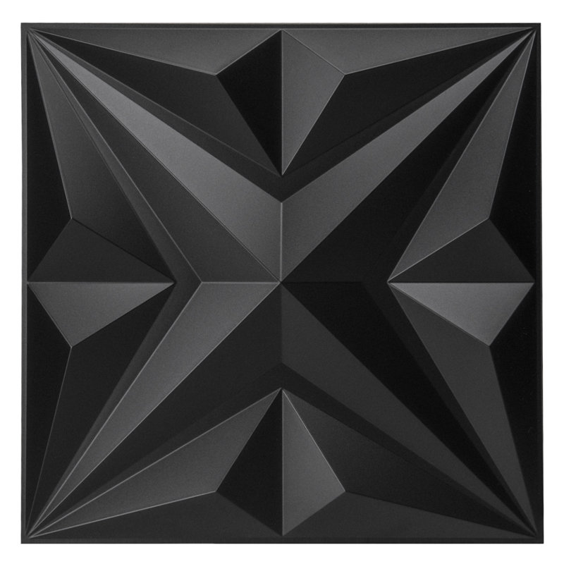 19.7" x 19.7" 3D Wall Panel,PVC Wall Panling for Home,Office (12-pack), Black