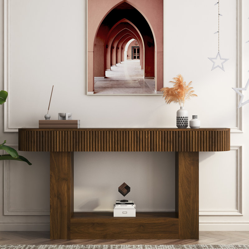 Grand canapé et console en bois aggloméré, table de ferme rustique