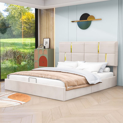 Grand lit plateforme avec rangement Meryem