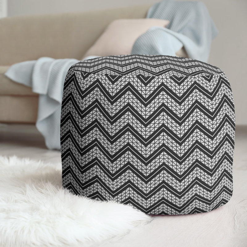 Upholstered Pouf, Black