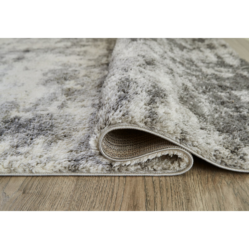 Georgine Handwoven Cream/Gray Area Rug, Rectangle 5'3" x 7'3"