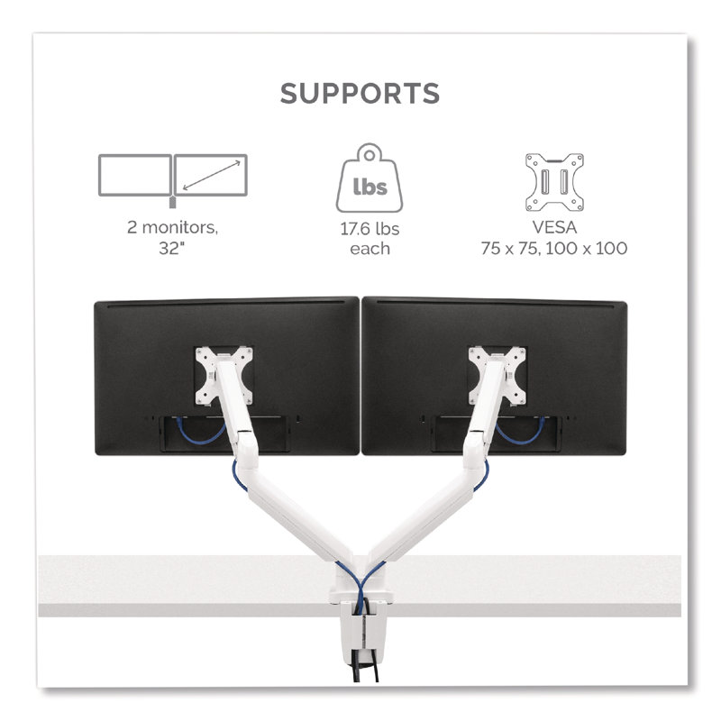 Fellowes® Multi-Screen Desktop Mount, White