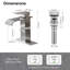 Robinets de salle de bain à poignée simple, robinet de meuble-lavabo moderne avec ensemble de bonde escamotable, drain de lavabo de salle de bain avec trop-plein, acier inoxydable-112007818