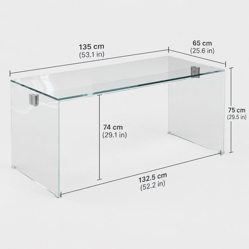 Glass Writing Desk, Black