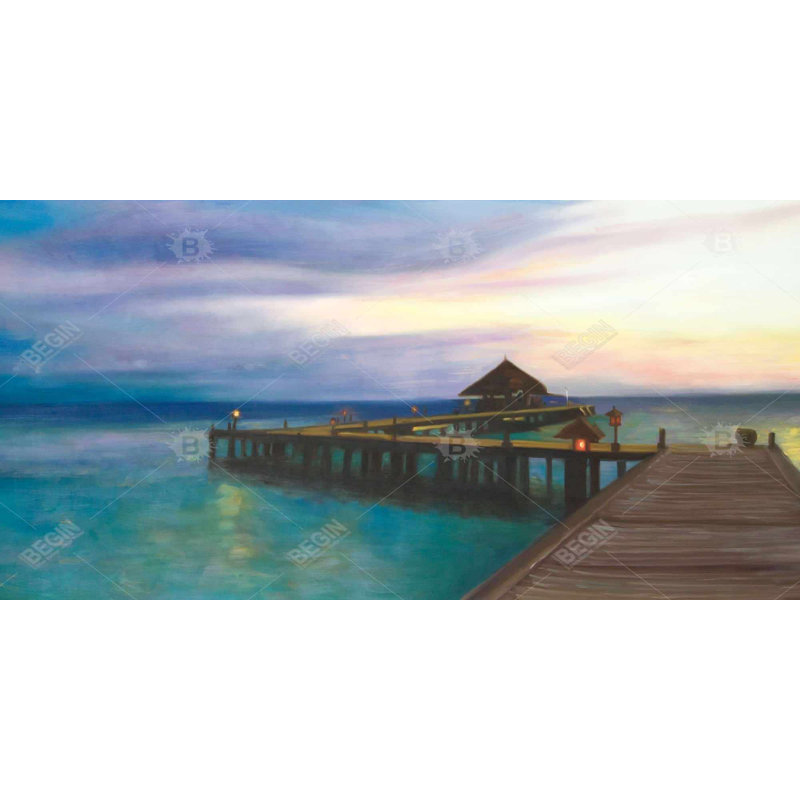 Boardwalk with sunset - 15.75"x31.50" Desk mat