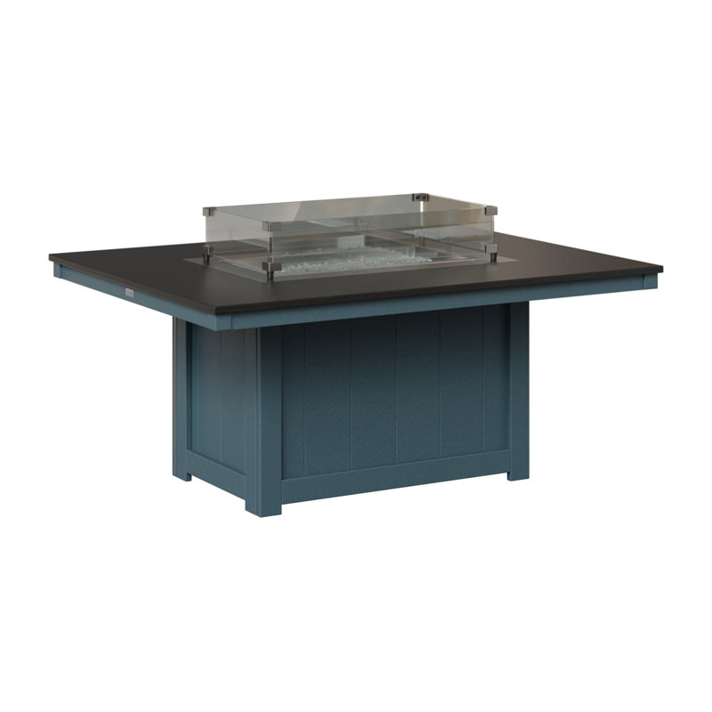 Berlin Gardens Donoma Rectangular Fire Pit Table, Hammered Top Black with Slate Base