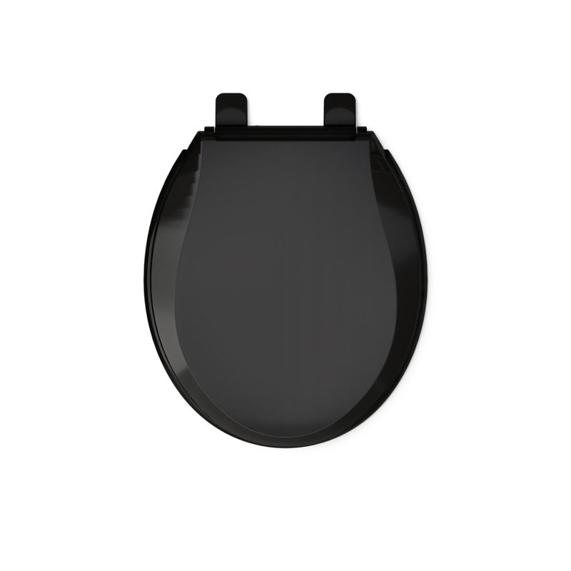 Cachet Nightlight Quiet-Close with Grip-Tight Round Toilet Seat, Black, Ready Latch