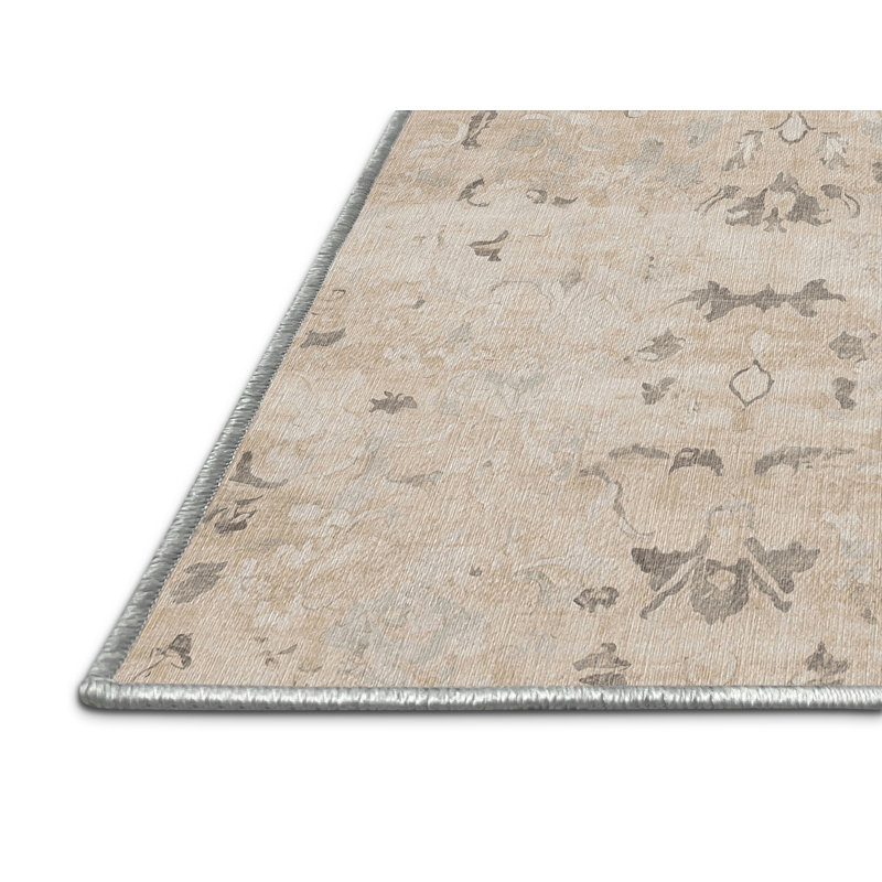 Tapis beige lavable à la machine GSIX03682, Rectangle 4 pi x 6 pi