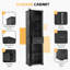 Grande armoire de rangement pour salle de bain, armoire de rangement autoportante avec deux portes de taille différente et tablette réglable, conception à étagère de porte, panneau de fibres à densité moyenne avec finition peinte-327797673