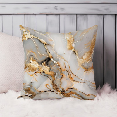 Abstract Golden Geode Crystals Marble XVII Modern