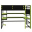 Élégant lit mezzanine en bois avec bureau intégré, support de rangement et lumière RVB-383990186-383990184