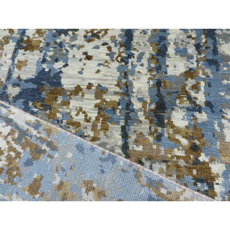 Tapis oriental moderne bleu noué à la main 9 X 12 57D99F8EB8DD475DBB0F3214F67BA650