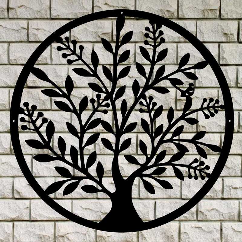 Wall Decor Handmade Traditional Plants & Flowers Wall Decor on Metal, 36" H x 36" W x 0.25" D, Flat Black